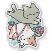 Paws and Play – Adorable Cat Illustration シール (正面)