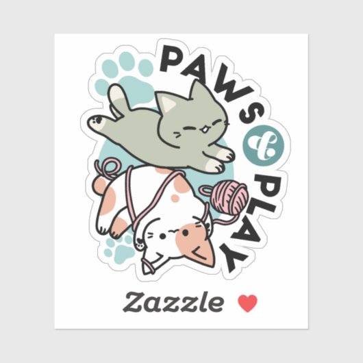 Paws and Play – Adorable Cat Illustration シール (シート)
