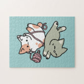 Paws and Play – Adorable Cat Illustration ジグソーパズル (横)