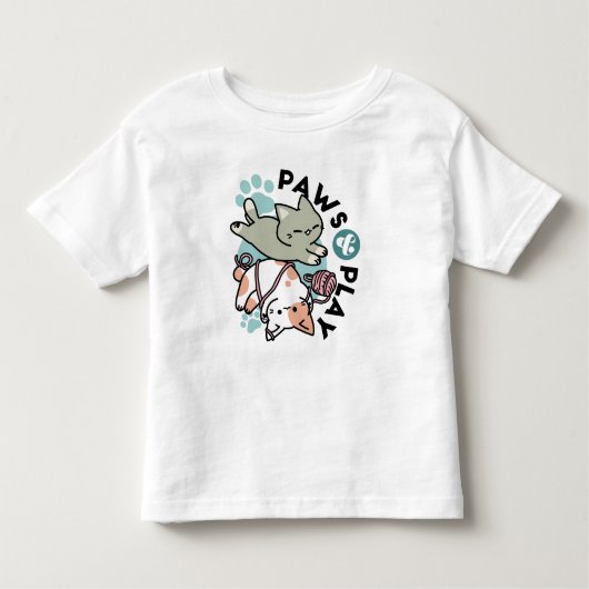 Paws and Play – Adorable Cat Illustration トドラーTシャツ (正面)
