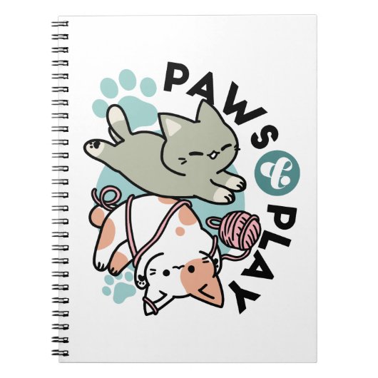Paws and Play – Adorable Cat Illustration ノートブック (正面)