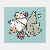 Paws and Play – Adorable Cat Illustration フリースブランケット (正面(横))