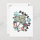 Paws and Play – Adorable Cat Illustration ポストカード (正面/裏面)