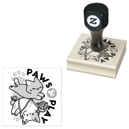Paws and Play – Adorable Cat Illustration ラバースタンプ (押印)