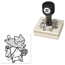 Paws and Play – Adorable Cat Illustration ラバースタンプ