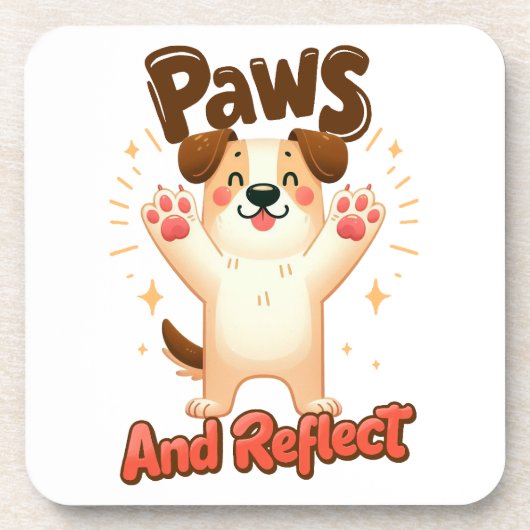 Paws And Reflect かわいい犬 コースター (正面)