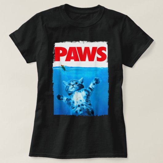 Paws Cat and Mouse Top, Cute Funny Cat Lover Parod Tシャツ (デザイン正面)