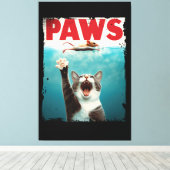 PAWS Cat Mouse Parody Of The Jawsムービー・ポスター キャンバスプリント (インサイチュ (ウッドフロア))