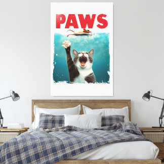 PAWS Cat Mouse Parody Of The Jawsムービー・ポスター キャンバスプリント