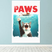 PAWS Cat Mouse Parody Of The Jawsムービー・ポスター キャンバスプリント (インサイチュ (ウッドフロア))