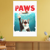 PAWS Cat Mouse Parody Of The Jawsムービー・ポスター キャンバスプリント (インサイチュ (リビング))