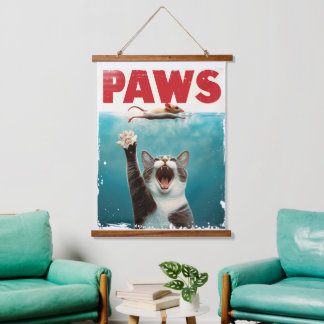 PAWS Cat Mouse Parody Of The Jawsムービー・ポスター 吊り下げ型タペストリー