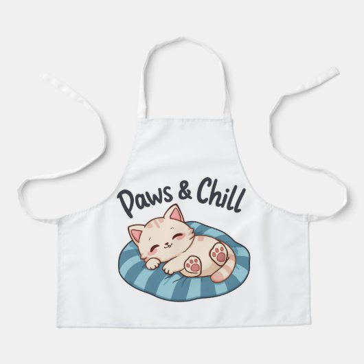 Paws & Chill 猫の昼寝 イラスト カートゥーン エプロン (正面)