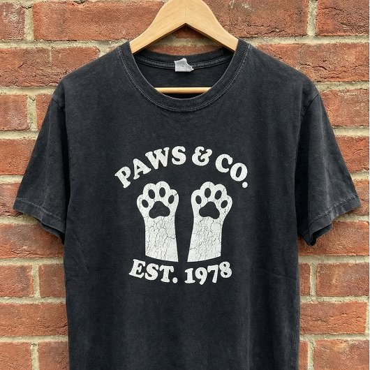 Paws & Co Est. 1978 犬の足跡 ビンテージ ペット愛 Tシャツ