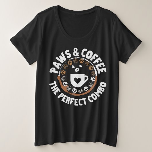 Paws & coffee_完璧なコンボ.b プラスサイズTシャツ (デザイン正面)