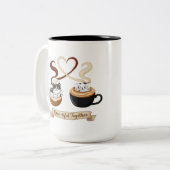 Paws, coffee, love. The purr-fect blend. 💖 ツートーンマグカップ (正面左)