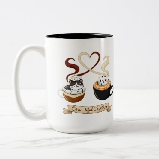Paws, coffee, love. The purr-fect blend. 💖 ツートーンマグカップ (左)