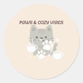 Paws & Cozy Vibes | かわいいペットの壁画&ステッカー ラウンドシール
