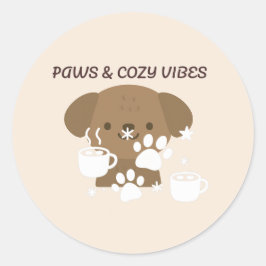 Paws & Cozy Vibes | かわいいペットの壁画&ステッカー ラウンドシール