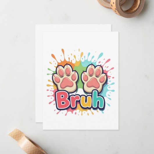 Paws dog bruh colour splash  ノートカード (正面/裏面インサイチュ)