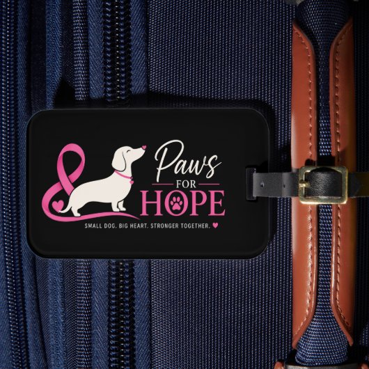 Paws for a cause | 乳がん | ダックスフント ラゲッジタグ (正面インサイチュ4)