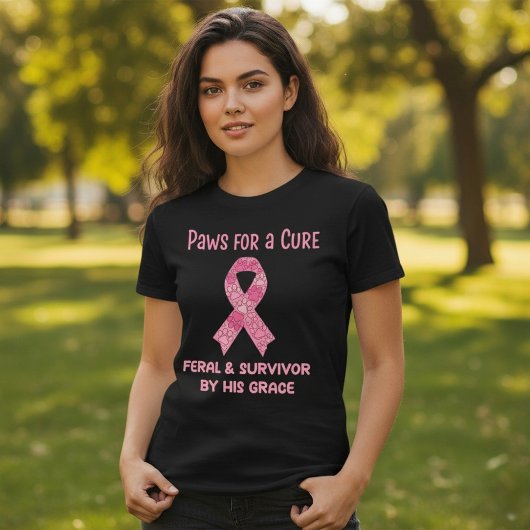Paws for a Cure Feral & Survivor by His Grace  トライブレンドＴシャツ