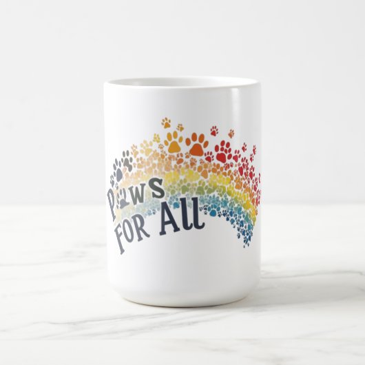 Paws for All – 虹色の肉球のユニティ コーヒーマグカップ (中央)