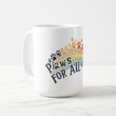 Paws for All – 虹色の肉球のユニティ コーヒーマグカップ (正面左)