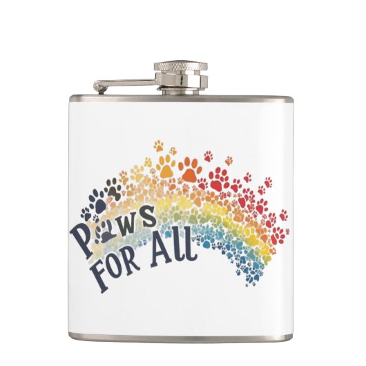Paws for All – Rainbow Paw Print Unity  フラスク (正面)