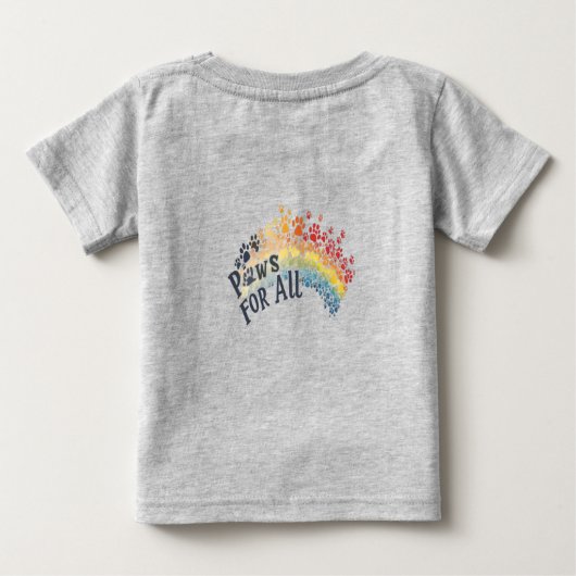 Paws for All – Rainbow Paw Print Unity  ベビーTシャツ (裏面)