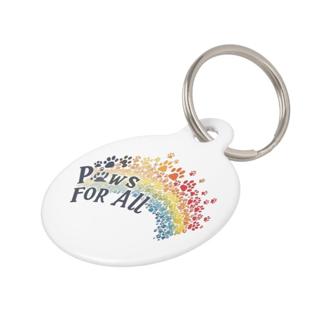 Paws for All - Rainbow Paw Print Unity ペット　ネームタグ (側面)