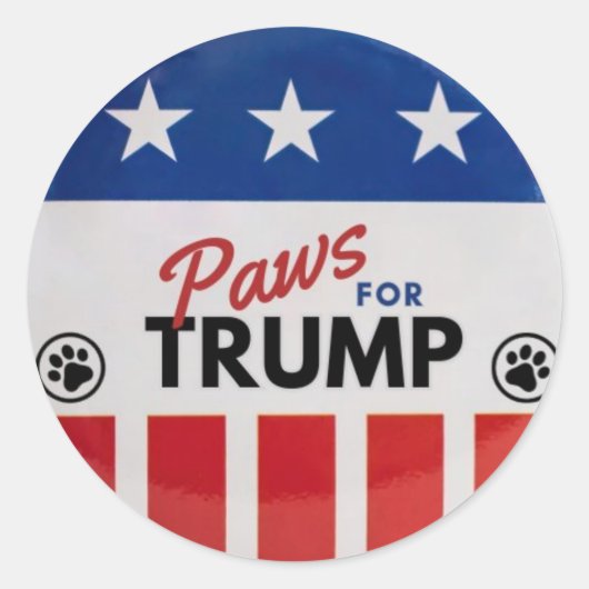 "Paws For Trump"ロゴシール（赤、白、青） ラウンドシール (正面)