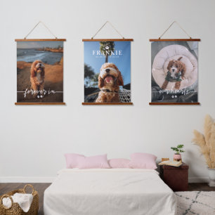 Paws Forever In Ourハート3 Pet Photo Memorial 吊り下げ型タペストリー