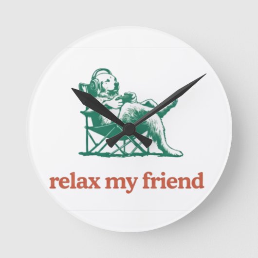 Paws & Headsets ラウンド壁時計 (正面)