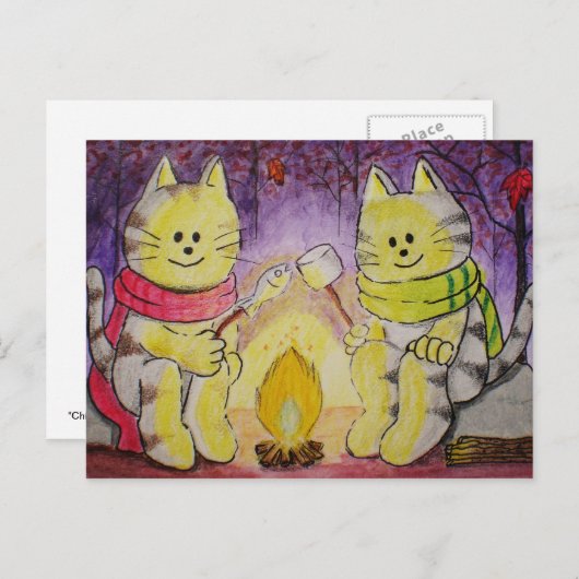 Paws Hereポストカード「肌寒い夜」 ポストカード (正面/裏面)