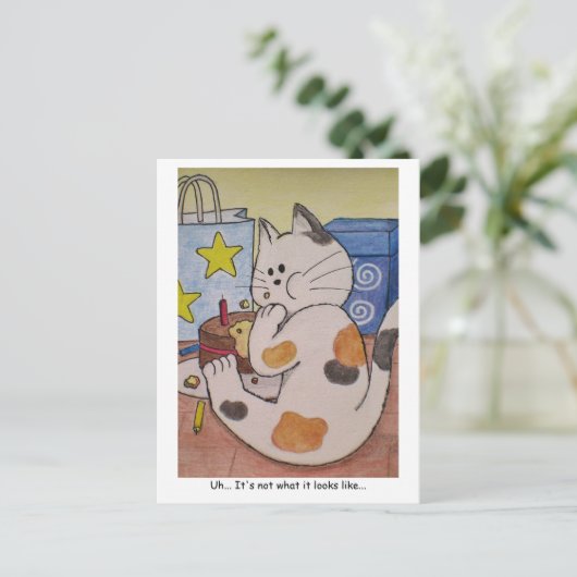 Paws Here ポストカード "しまった!" (スタンド正面)