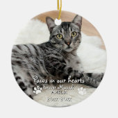 Paws in ourハート写真ペット記念カスタム碑 セラミックオーナメント (正面)