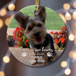 Paws in our Heart 2 Photo Cute Pet Memorial Custom セラミックオーナメント