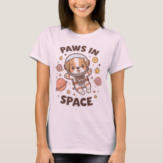 Paws in Space Funny Astronaut Cat T-Shirt – Cool  Tシャツ