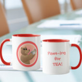 Paws-ing for Tea Cute Bear Morning Tea Pun マグカップ