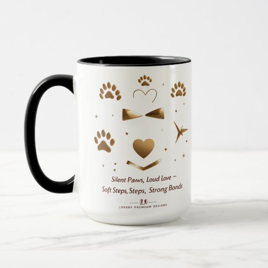 Paws, Loud 静か Love -金ゴールド猫のPaw Stars Mug マグカップ (左)