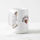 Paws, Loud 静か Love -金ゴールド猫ポープリントマグ コーヒーマグカップ (正面左)