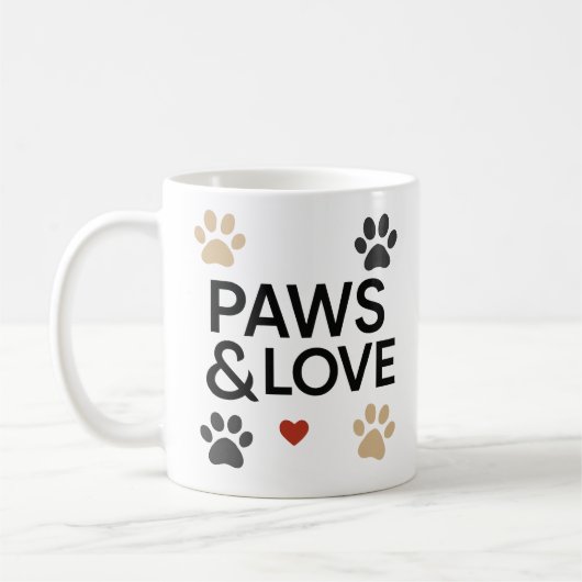 "PAWS & LOVE" Pet Lover Mug | Minimalist Dog コーヒーマグカップ (左)