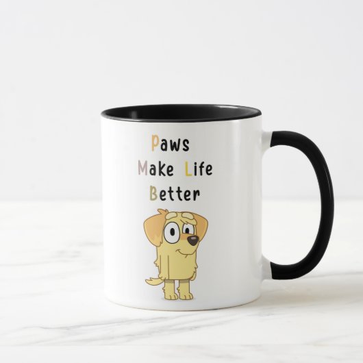 Paws Make Life Better Mug – Cute Dog Illustration マグカップ (右)