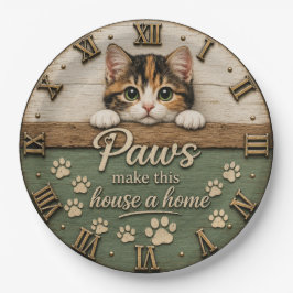 Paws Make This House a Home Cute Kitten Cat ペーパープレート