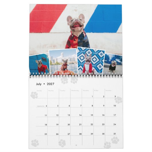 Paws Monthly Photo Collageペットの写真 カレンダー (7月 2027)