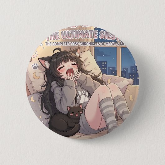 Paws & Naps 至極のシエスタ アニメガールボタン 缶バッジ (正面)