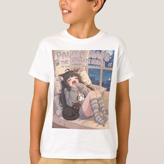 Paws & Naps 至極の昼寝 - かわいい子供部屋 Tシャツ (正面)