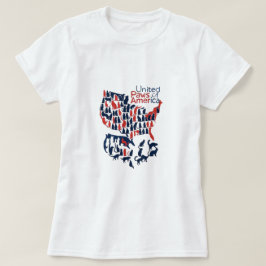 Paws of 統一された America - Cat Silhouette USAマップ Tシャツ