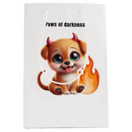 Paws of Darkness Fire Dog Gift Bag – Cute Dark ミディアムペーパーバッグ